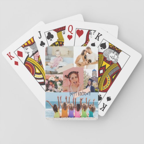 Modern photo collage Happy birthday Cute Playing Cards
