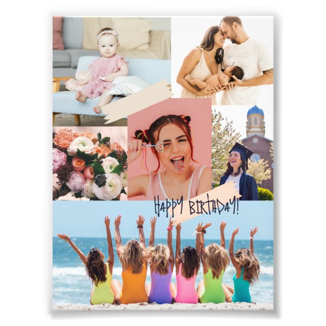 Modern photo collage Happy birthday Cute Print (Front)