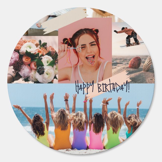 Modern photo collage Happy birthday Cute Sign (Front)