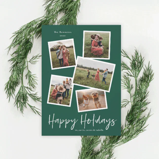 Modern Photo Collage Happy Holidays Holiday Card | Zazzle