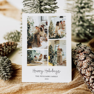 Modern Photo Collage Happy Holidays Holiday Card