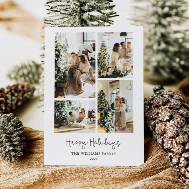 Modern Photo Collage Happy Holidays Holiday Card (Creator Uploaded)