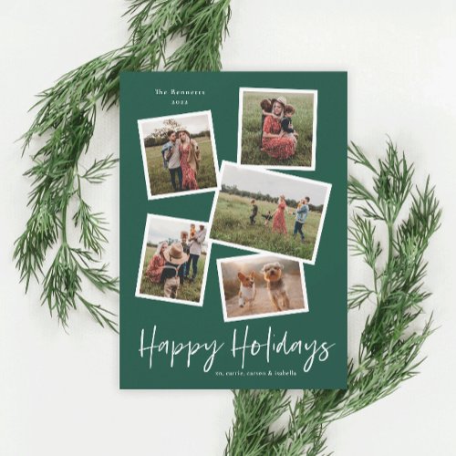 Modern Photo Collage Happy Holidays Holiday Card