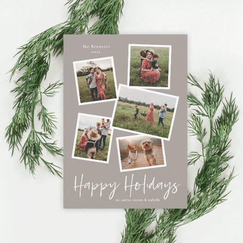 Modern Photo Collage Happy Holidays Holiday Card