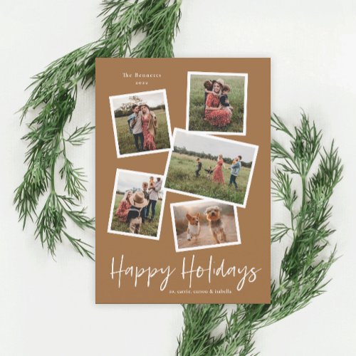 Modern Photo Collage Happy Holidays Holiday Card