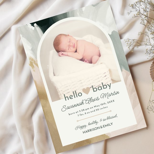 Modern Photo Collage Hello Baby Birth Announcement (Creator Uploaded)