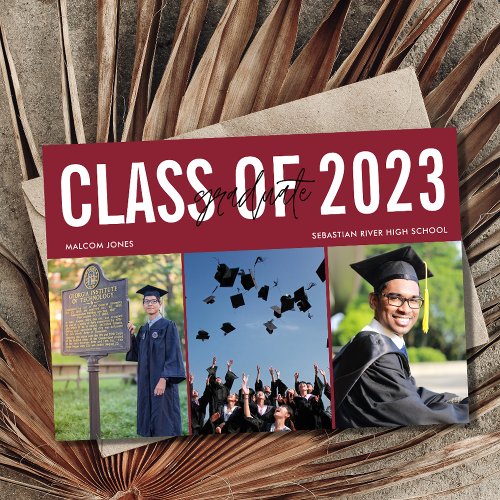 Modern Photo Collage High School Graduation Announcement