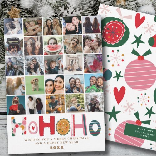 Modern photo collage Ho Ho Ho Christmas Card