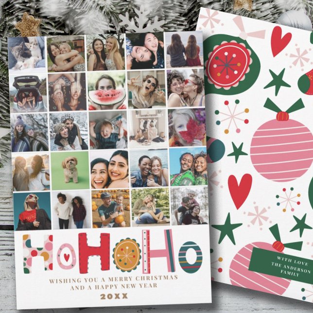 Modern photo collage Ho Ho Ho Christmas Card (Creator Uploaded)
