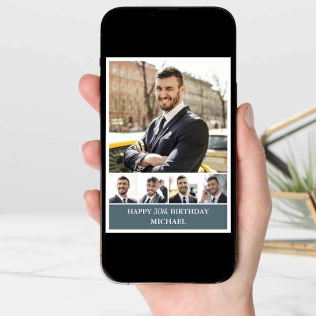 Modern Photo Collage Husband | Boyfriend Birthday Card (Front Digital)