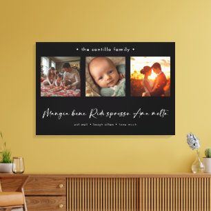 Modern Photo Collage Italian Mangia Bene Canvas Print