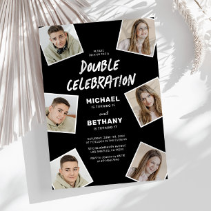 Modern Photo Collage Joint Birthday Invitation