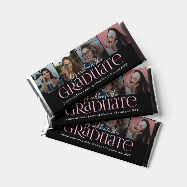 Modern Photo Collage Let's Celebrate the Graduate Hershey Bar Favors (Front)