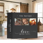 Modern Photo Collage Love Grows Here Photo 3 Ring Binder<br><div class="desc">This photo collage photo album binder features a beautiful three-frame photo collage showcasing cherished memories, adorned with the heartfelt message, "Love Grows Here" on the front. The back displays six more personal photos. The elegant black and white design, combined with exquisite script and print typography, creates a sophisticated and unique...</div>