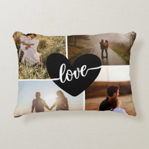 Modern Photo Collage Love Heart Accent Pillow
