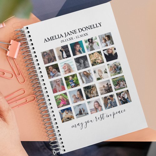 Modern Photo Collage Memorial Guest Notebook