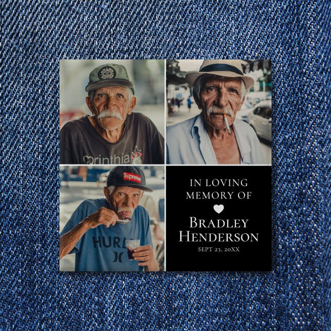 Modern Photo Collage Memorial Keepsake Button (Creator Uploaded)