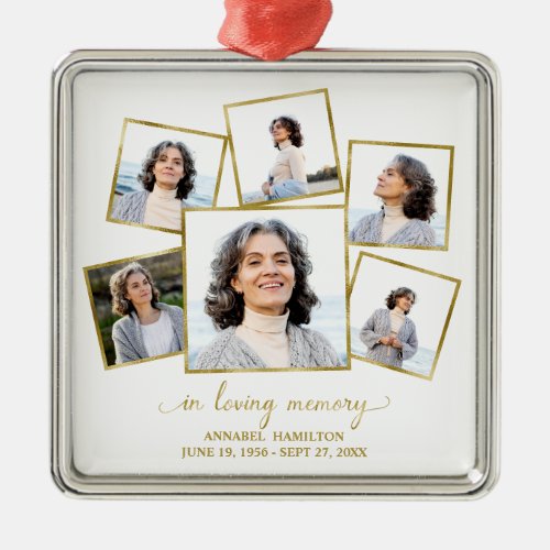 Modern Photo Collage Memorial Metal Ornament