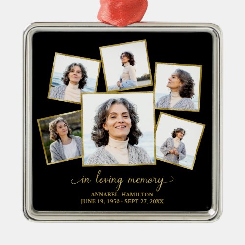 Modern Photo Collage Memorial Metal Ornament