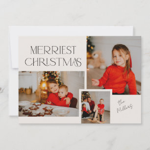 Modern Photo Collage Merriest Christmas Collage Holiday Card