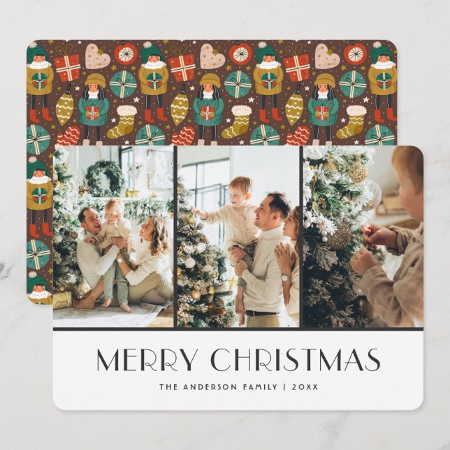 Modern Photo Collage Merry Christmas Card (Front/Back)