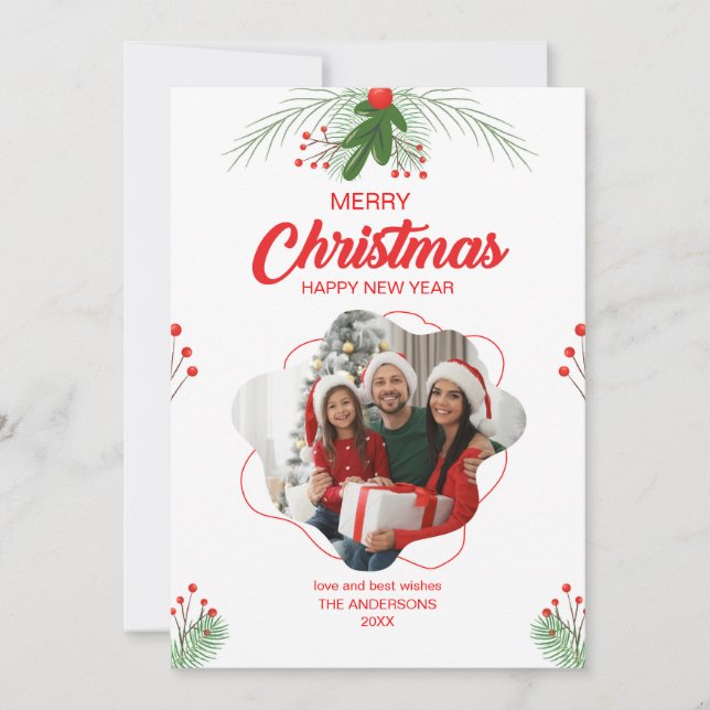 Modern Photo Collage Merry Christmas Holiday Card (Front)
