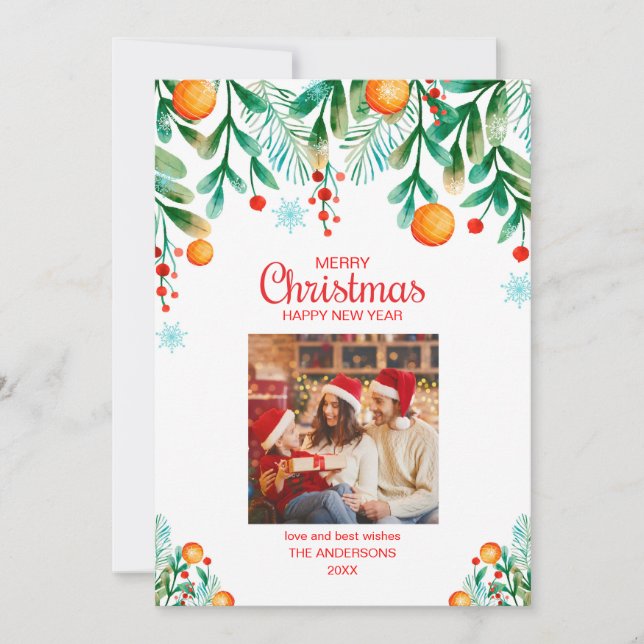 Modern Photo Collage Merry Christmas Holiday Card (Front)