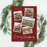 Modern Photo Collage Merry Christmas Holiday Card<br><div class="desc">A 5 photo collage modern Christmas card with handwritten script and minimal type. Click the edit button to customize this design.</div>