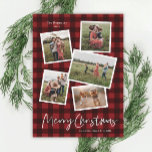 Modern Photo Collage Merry Christmas  Holiday Card<br><div class="desc">A 5 photo collage modern Christmas card with handwritten script and minimal type. Click the edit button to customize this design.</div>