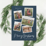 Modern Photo Collage Merry Christmas Holiday Card<br><div class="desc">A 5 photo collage modern Christmas card with handwritten script and minimal type. Click the edit button to customize this design.</div>