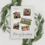 Modern Photo Collage Merry Christmas Holiday Card<br><div class="desc">A 5 photo collage modern Christmas card with handwritten script and minimal type. Click the edit button to customize this design.</div>