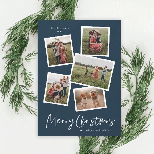 Modern Photo Collage Merry Christmas Holiday Card
