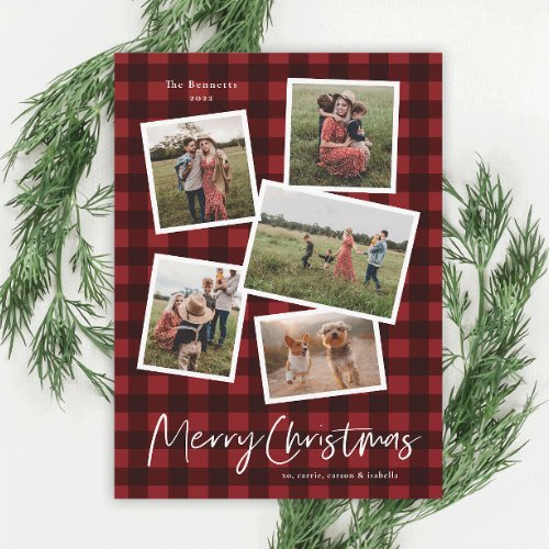 Modern Photo Collage Merry Christmas  Holiday Card