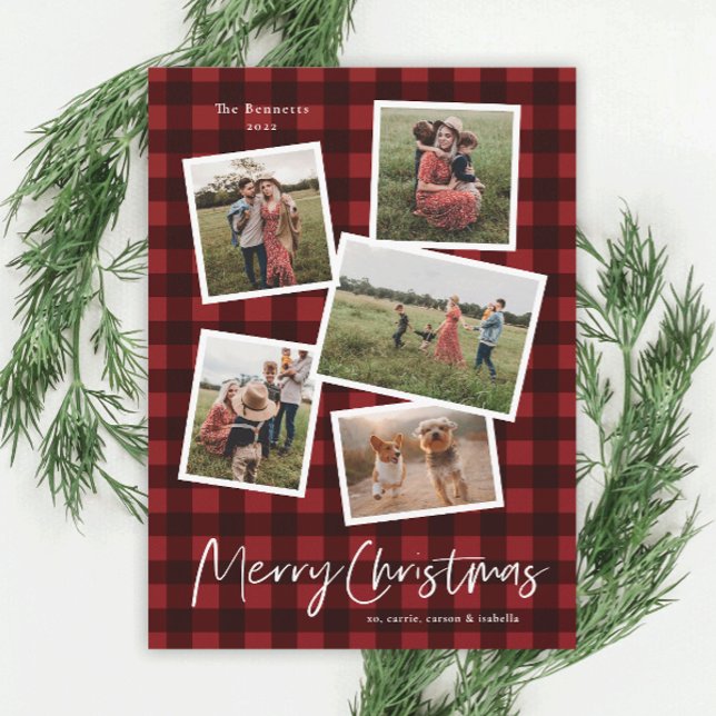 Modern Photo Collage Merry Christmas  Holiday Card (Creator Uploaded)