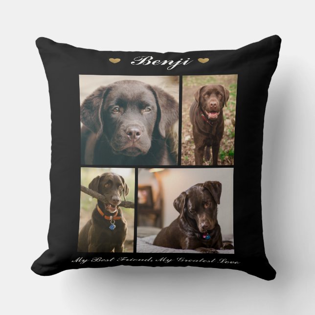 Modern Photo Collage Milestone Keepsake Dogs Cats  Throw Pillow (Front)