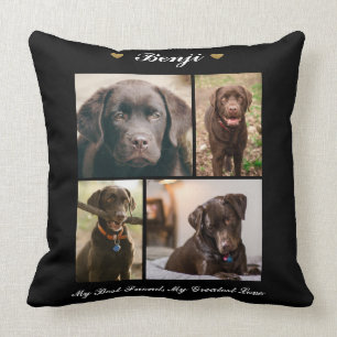 Modern Photo Collage Milestone Keepsake Dogs Cats  Throw Pillow