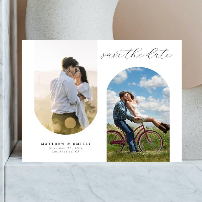 Modern Photo Collage Minimal Wedding Save the Date Postcard (Creator Uploaded)
