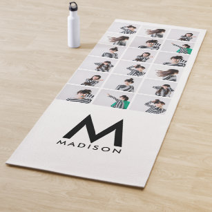 Modern Photo Collage of Memories   Add Your Name Yoga Mat