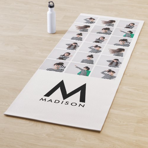 Modern Photo Collage of Memories  Add Your Name Yoga Mat