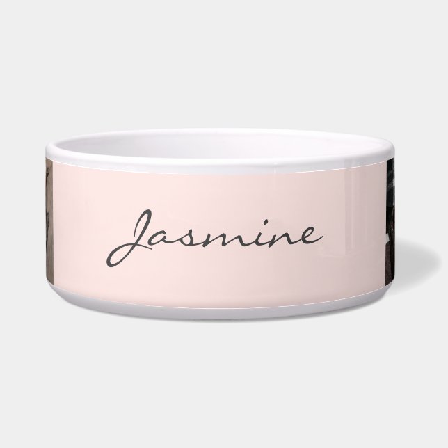 Modern Photo Collage Pattern Blush Pink Bowl (Front)