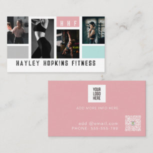 Modern Photo Collage Personal Trainer Fitness Business Card