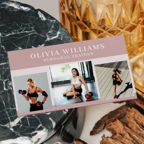 Modern Photo Collage Personal Trainer Fitness   Business Card