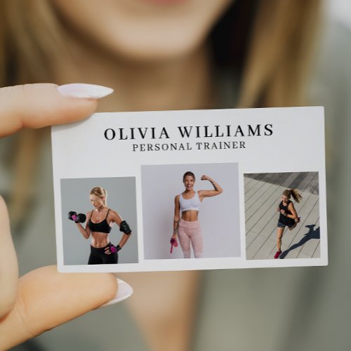 Modern Photo Collage Personal Trainer Fitness   Business Card