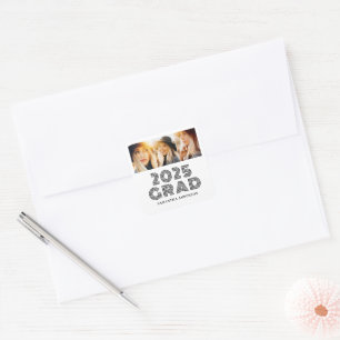 Modern Photo Collage Personalized 2025 Graduation Square Sticker