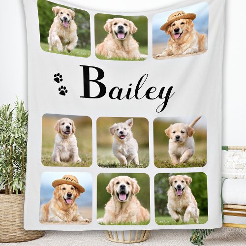 Modern Photo Collage Personalized Dog Lover Pet Fleece Blanket