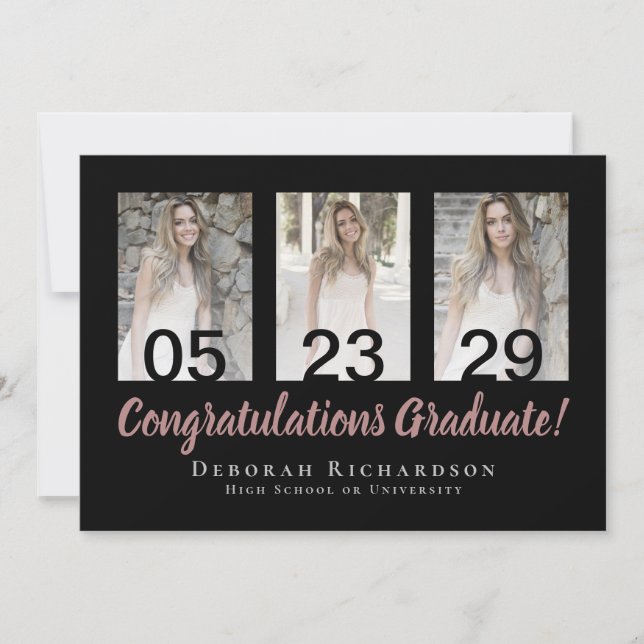 Modern Photo Collage Personalized Graduation Card (Front)