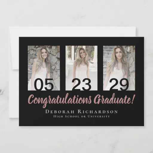 Modern Photo Collage Personalized Graduation Card