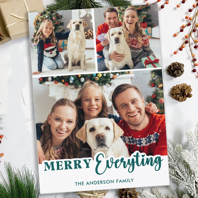 Modern Photo Collage Personalized Merry Everything Holiday Card (Creator Uploaded)