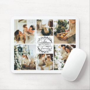 Modern Photo Collage Personalized Monogram Gift Mo Mouse Pad