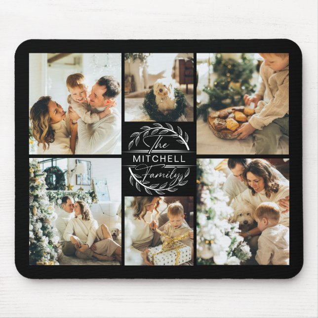 Modern Photo Collage Personalized Monogram Gift Mouse Pad (Front)